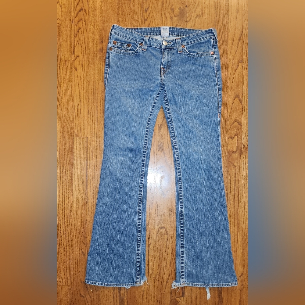 Vintage True Religion Bobby Bootcut Jeans Blue Low Rise Zip Up Size 32